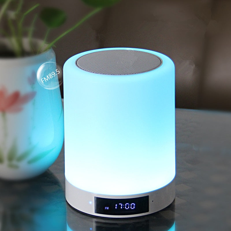 Bluetooth Speaker Alarm Clock LED RGB Dimmable Lamp Music Player