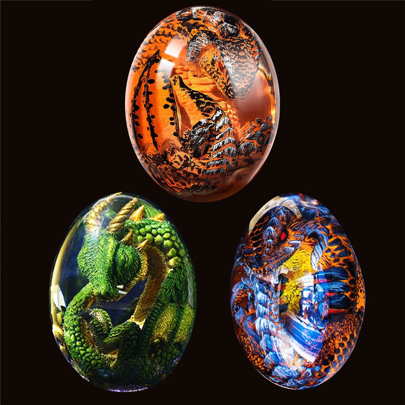 Crystal Transparent Resin Statue Dragon Egg Lava