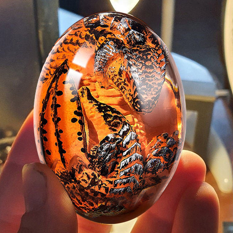 Crystal Transparent Resin Statue Dragon Egg Lava