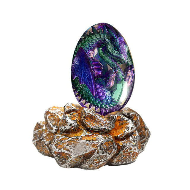 Crystal Transparent Resin Statue Dragon Egg Lava