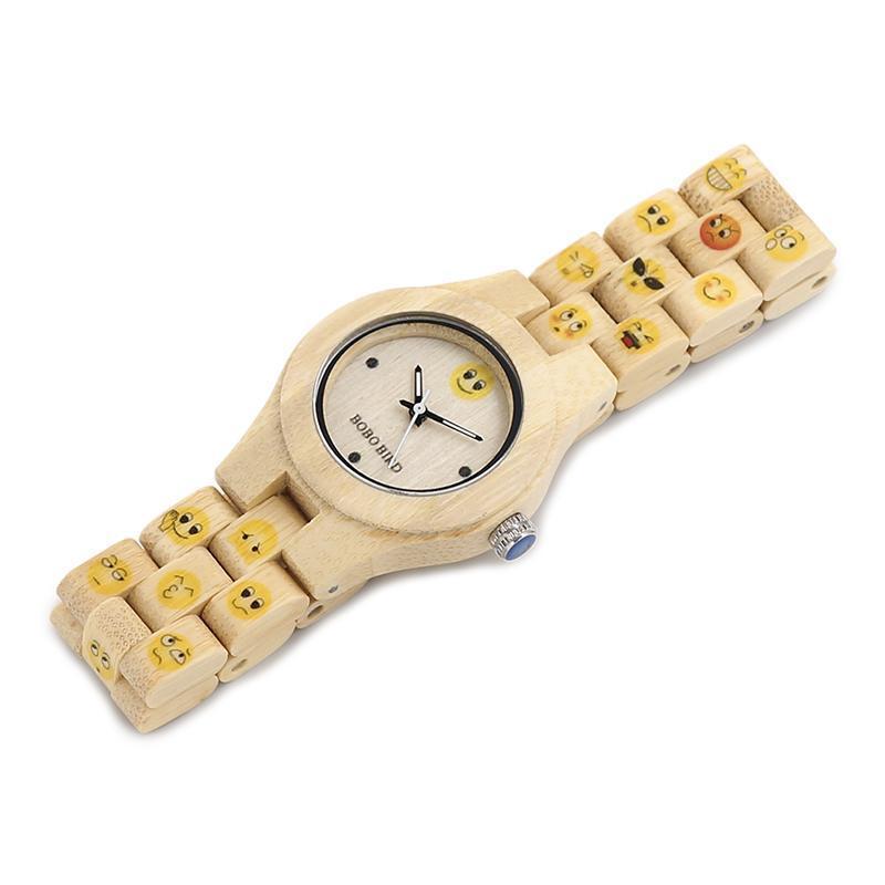 Lovely emoji Wooden Watch With Wooden BOX