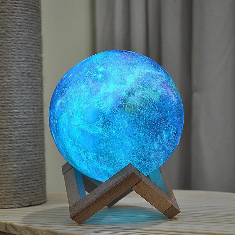 3D Color Changing Galaxy Moon Lamp