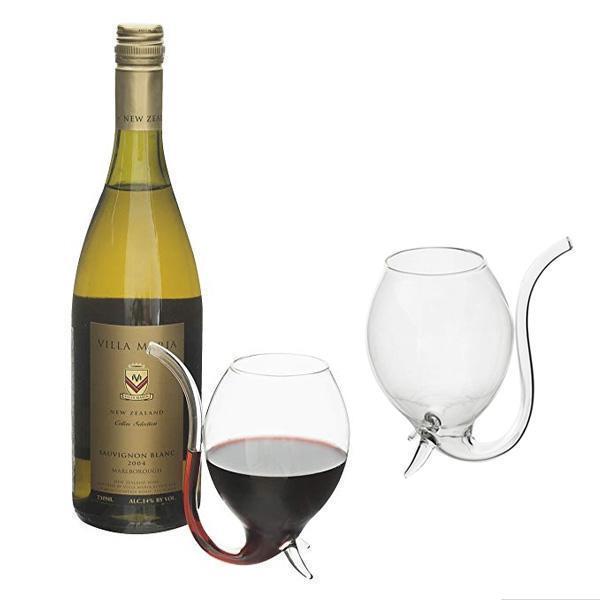 2Pcs Wine Glass Built-in Straw